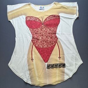 L.A Imprints My Bikini Cream and red bikini  100% cotton 23x32 #1132